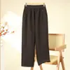 Calças casuais retas e largas para mulheres, cintura elástica, calças de perna larga, adequadas para mães de meia-idade e idosas, estilo outono e inverno, calças compridas grossas e forradas com fleece