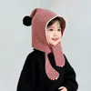 Gorro de invierno para niños con bufanda cálida integrada, gorro de lana tejido para otoño e invierno que protege las orejas para niños y niñas, a prueba de viento
