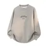 Moletom Muqiu Masculino Estilo Americano Tendência Bordado Modelagem Solta Gola Redonda para Homens, Top Esportivo Casual Estilo Campus