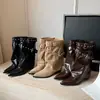 Hebilla de cinturón de chica picante, caña de bota, punta fina, botas vaqueras estilo western, nuevo diseño de nicho otoño 2026, botines para mujer