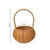 Cesta de Flores Tejida a Mano de Mimbre Sintético, Cesta de Regalo de Frutas, Cesta de Flores para Floristería, Cesta Tejida para Huevos para el Hogar, Cesta para Fresas