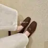 Estilo idéntico al de Grape Mom con tacón grueso de 3 cm ~ Mocasines retro estilo británico con punta cuadrada y tacón bajo para mujer