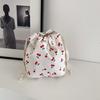 Nova bolsa pequena estilo coreano bolsa fofa bolsa transversal cereja bolsa com cordão bolsa com cordão bolsa balde portátil de verão
