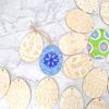 Adornos colgantes decorativos para fiesta de Pascua 2023, huevo de Pascua de madera para niños, pintado a mano, con virutas de madera pintadas a mano para bebé.