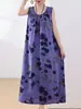 Novo Vestido de Algodão e Seda de Verão para Mulheres, Corte Amplo, Emagrecedor, Adequado para Mães de Meia-Idade e Idosas, Vestido Longo Elegante, Vestido de Praia