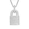 Collar de Amazon con colgante de candado para hombre, estilo europeo y americano, con microcircón macizo, estilo hip hop, personalizado para hombre y mujer.