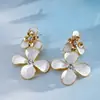 Pendientes Europeos y Americanos Transfronterizos de Flor con Goteo de Aceite Incrustados de Diamantes, Simples y Dulces, Pendientes Exagerados con un Toque de Lujo Ligero y Sensación de Alta Gama, Accesorios para Orejas con Aguja de Plata para Mujeres