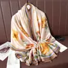 Lenço de seda brilhante elegante da moda feminino fino macio lenço de seda artificial tamanho grande xale de proteção solar TikTok entrega ao vivo