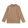 Wuli Bu Yi 2026 Primavera Outono Nova Camiseta Manga Longa Estilo Coreano Infantil Top Moda Meninas Gola Semi-alta Camisa Base