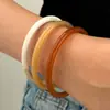 Pulsera delgada redonda de calcedonia estilo minimalista europeo y americano para el día a día, pulsera delgada de ágata naranja tinta multicolor, accesorio de muñeca acrílico apilable