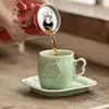 Taza de Té Casera Estilo Chino con Asa, Taza para Beber Agua Antiescaldante, Taza Pequeña de Café para Oficina, Taza de Cerámica de Regalo