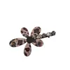 Presilha de cabelo acetato estampa de leopardo flor, presilha jacaré cristal alta qualidade, presilha franja, presilha lateral flor cinco pétalas