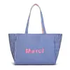 Bolsa de Viaje de Lona Colorida de Doble Cara de Nuevo Estilo Transfronteriza para Mujer, Bolso de Hombro Casual Rayado de Mezclilla Estilo Coreano de Gran Capacidad