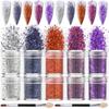 Halloween Transfronteiriço DIY Nail Art Lantejoulas Joias Maquiagem Esmalte Cola Nail Art Diamante Glitter Pó Roxo Conjunto