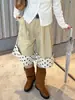 Roupas Femininas Y2K, Estampa Versátil de Bolinhas e Xadrez, Novo Estilo, Design Simples de Rua, Calça Longa Solta