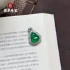 Colar Verde Imperial, Colar em Forma de Cabaça Estilo Chinês, Pingente de Colar de Calcedônia Natural Totalmente Verde Comparável à Ágata Verde Jade