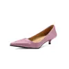 Sapatos de Trabalho Elegantes e Sexy Salto Gatinho Bico Fino Couro de Ovelha Salto Agulha 2026 Primavera Salto Médio Bico Fino Couro Genuíno Completo Boca Rasa Sapatos de Salto Único para Mulheres