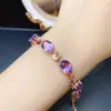 Venta al por mayor de fábrica Popular Pulsera de Amatista Natural con Incrustaciones de Plata S925 Piedra Principal 8*10 Joyería de Lujo Venta Directa de Fábrica