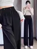Traje de otoño para maternidad talla grande, pantalones de pierna ancha con diseño de cordón, sin soporte para el vientre, pierna recta holgada, pantalones largos cómodos para el embarazo