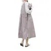 Delantal floral de algodón y lino estilo japonés para mujer, estilo largo, bata artística floral para cocina y repostería, se puede imprimir con logo