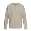 Yidao Vintage 2026 Primavera Novo Estilo Retro Americano Old Money Camiseta de Manga Longa Macia com Gola Henley Texturizada para Homens