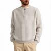 Suéter de media cremallera transfronterizo 2025 para hombre, nuevo para otoño e invierno, estilo americano holgado, suéter de punto texturizado para hombre