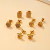 Moda Acero Inoxidable Fino Joyería al por Mayor Chapado en Oro de 18K Circonita CNC Corazón Infinito Aretes Pequeños de Tachuela para Mujeres