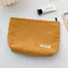 Bolsa de Maquiagem Cor Sólida de Veludo para Mulheres Grande Capacidade Porta-Maquiagem Cosméticos Bolsa de Armazenamento Sensação de Alto Padrão Bolsa de Mão Moderna