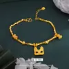 Pulseira Máscara de Raposa Ouro Quebrado de Luxo Acessível de Nicho Ouro de Areia Vietnamita Novo Design 2024 Pulseira Disco