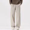 Pantalones Largos Casuales de Terciopelo Cálido de Pierna Recta y Pierna Ancha para Hombre, Nueva Tendencia Otoño/Invierno Shanggu, Cintura Elástica
