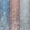Malha de Nylon Cola Estampada Duas Cores Floco de Neve Rosa Congelado Leve e Respirável Palco de Natal Roupa Infantil Cachecol