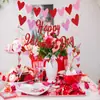 Bandera de Feliz Día de San Valentín Transfronteriza Roja y Rosa Corazón Cadena de Papel Adorno para Pastel Decoración Temática de San Valentín Suministros
