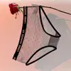 Calcinha de Renda Transparente Ultra Fina com Cintura Média, Estilo Puro Desejo, Ponto de Bolinha e Renda, Letra Francesa, Feminina