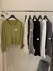 Liquidação, Sem Trocas ou Devoluções: Suéter de Tricô Manga Longa Gola V Slim Fit Design Simples Estilo Coreano Chá Verde Limão Outono/Inverno