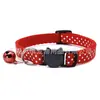 Collar para perro de 1 cm de ancho con patrón de puntos y cascabel, collar antipérdida con hebilla de cabeza de gato, collar para mascotas al por mayor
