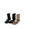 Botas Slip-On Quadradas de Verão da Moda com Aumento Oculto de Altura e Zíper Traseiro, Botas de Cano Curto Romanas Estilo Francês