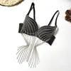 Corset com Franjas e Strass Transfronteiriço Espinha de Peixe Roupa Externa Sexy Sutiã Roupa de Performance de Palco Top Tubo Push-Up de Alta Qualidade