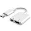 Adaptador de audífonos tipo C transfronterizo a cable de carga para audífonos de 3.5 mm, cable adaptador convertidor Android dos en uno