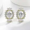 Pendientes Ovalados de Galaxia de Moda de Gama Alta de Venta Caliente Transfronteriza para Mujer, Pendientes de Diamante Microincrustados Super Brillantes de Ocho Corazones y Ocho Flechas