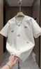 Camiseta de Verano de Moda con Cuello Redondo para Hombre, Estilo Nuevo Elegante, Camiseta Blanca Bordada de Manga Corta Estilo Coreano Simple