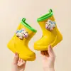 Botas de Chuva Infantis para Exterior, Sapatos de Chuva Fofos com Desenho Animado para Meninos e Meninas, Design de Cavalo 3D, Sapatos de Borracha Impermeáveis Antiderrapantes para Bebês
