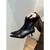 Botas de Tacón Alto Fino con Punta Elegante Chuyuji para Mujer, Nuevo 2026 Versátiles Slip-On de Cuero Suave Elástico para Tobillo