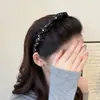 Diadema de Felpa con Corona Alta de Lunares para Otoño e Invierno Estilo Coreano Nueva Diadema Negra para Mujeres con Dientes Antideslizante para Lavarse la Cara