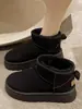 Botas de Nieve de Felpa para Mujer, Ropa Exterior de Suela Gruesa, Botines Cortos Integrados de Piel Nuevos de Invierno 2025, Zapatos de Algodón Antideslizantes Engrosados