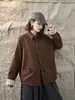 2026 estilo literário lapela algodão cor sólida manga longa blusa primavera e outono novo abotoamento solto vestuário feminino