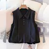 Chaleco Solapa 2026 Camisa Pequeña Verano Holgada Nuevo Estilo Cubre Vientre Sin Mangas Camisa Blusa Diseño Top Corto Mujer