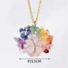 Colar Artesanal Runya Cristal Pedrinhas de Cristal Transfronteiriças Árvore da Vida Pingente de Amor Pedra Bruta Envolvido em Arame Árvore da Vida