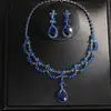 Aretes Pendientes Colgantes Flor de Zircón Gota de Agua Set de Collares Cadena para Clavícula de Lujo Ligero Gama Alta Moda Simple Versátil