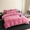 Juego de Cuatro Piezas de Terciopelo de Leche Transfronterizo, Estilo Falda de Cama de Terciopelo Coral Engrosado de Doble Cara, Juego de Tres Piezas de Funda de Edredón Cálida con Forro Polar, Lujo Ligero