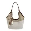 Bolsa de Compras Tejida de Gran Capacidad Nueva de Verano 2026, Bolso de Playa de Paja con Diseño de Nicho, Bolso Simple de Hombro Cruzado para Mujer
